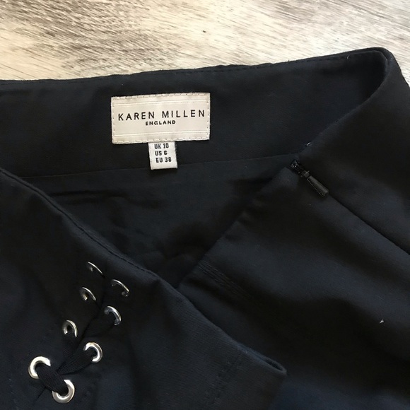 Karen Millen Size 6 Black Skirt w/silver details EUC - Picture 3 of 7